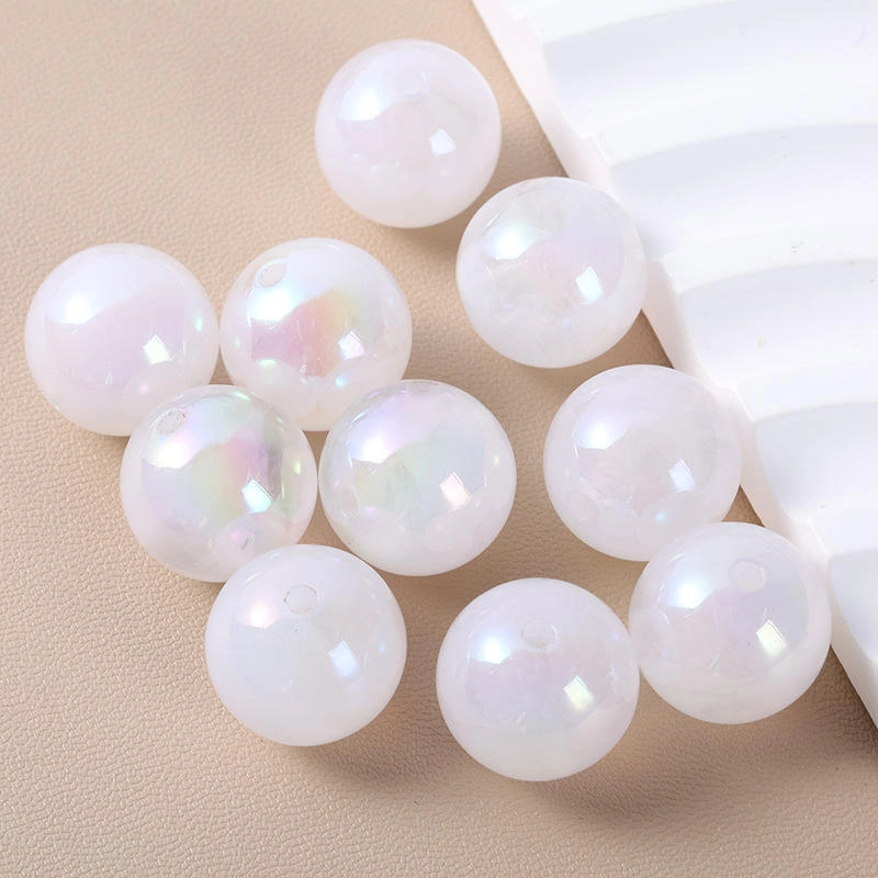 16mm AB Color Plated Acrylic Round Loose Beads for DIY Jewelry & Crafts