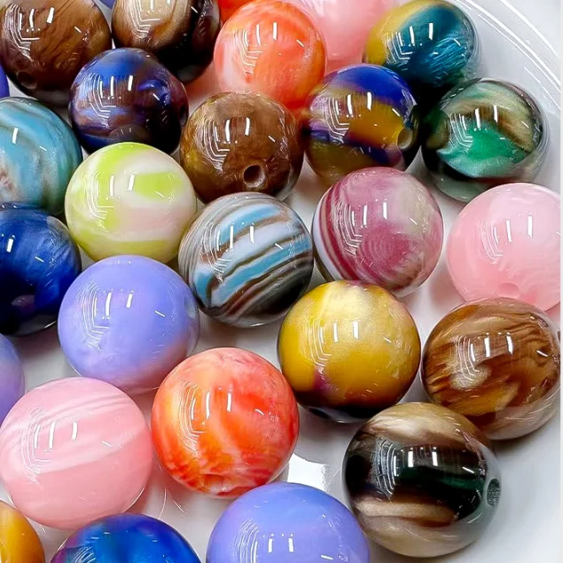 16mm Large Hole Round Acrylic Plastic Lucite Loose Beads Colorful Jewelry Making Beads