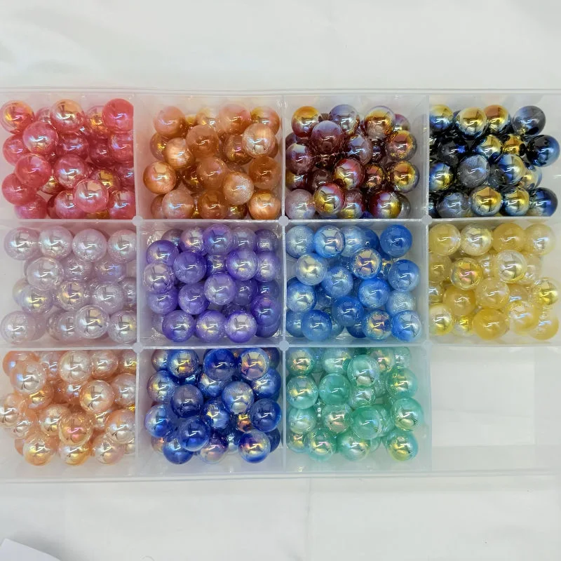 20mm UV Plated Round Acrylic Plastic Beads Loose Beads for Jewelry Making Necklace Bracelet Craft Accessories