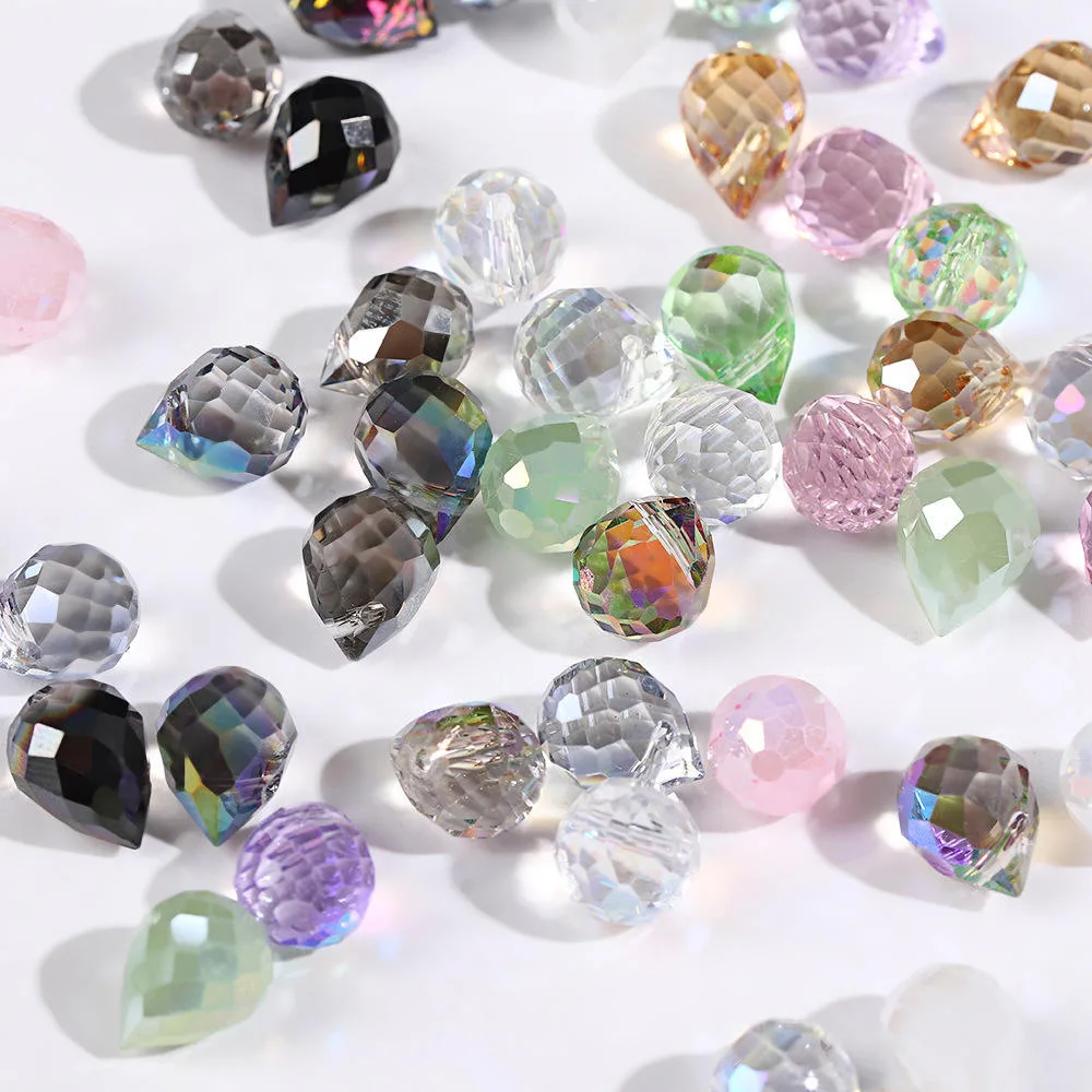 Brilliant Faceted Crystal Glass Loose Beads Mixed Colors for DIY Jewelry & Crafts