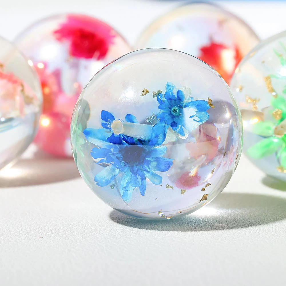 Handmade 25mm Dried Flower Glass Loose Beads for DIY Jewelry & Crafts