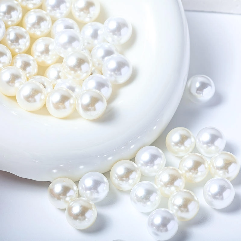 White 6mm/8mm/18mm ABS Plastic Round Faux Pearl Loose Beads for DIY Jewelry & Garments