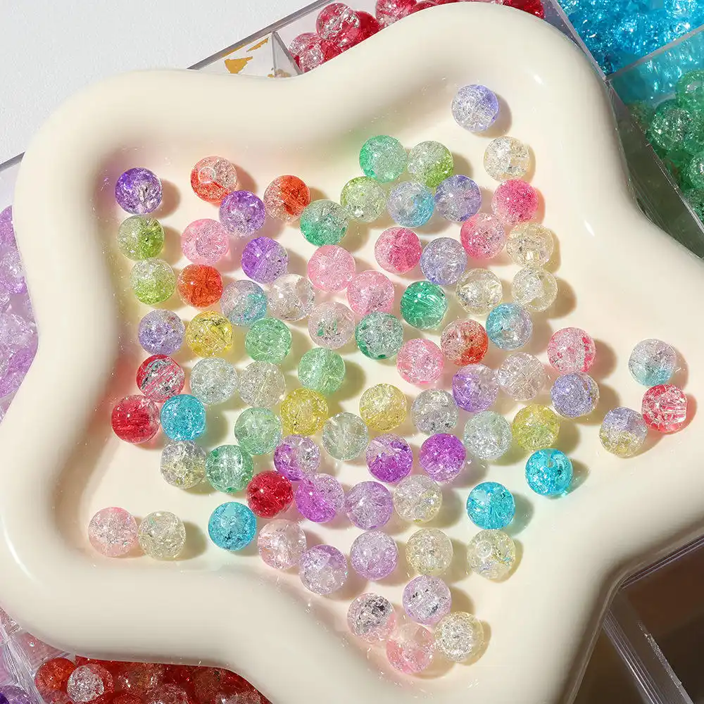 Wholesale Caiying Crystal Crack Glass Beads Colorful Round Fish Shape Loose Beads for DIY Jewelry Making Accessories